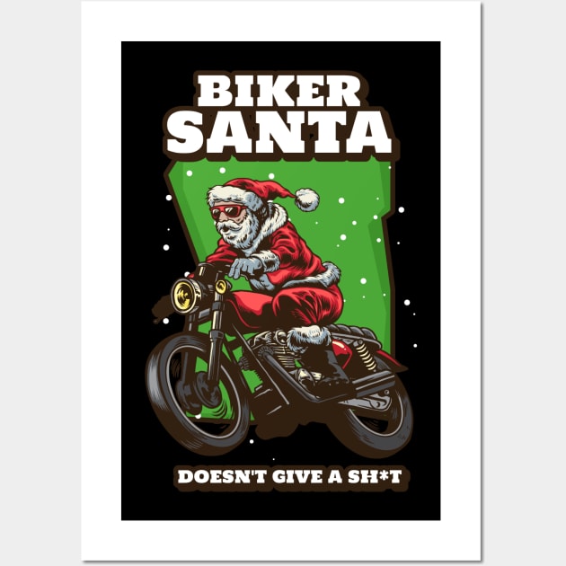 Biker santa funny Wall Art by MotorizedTees